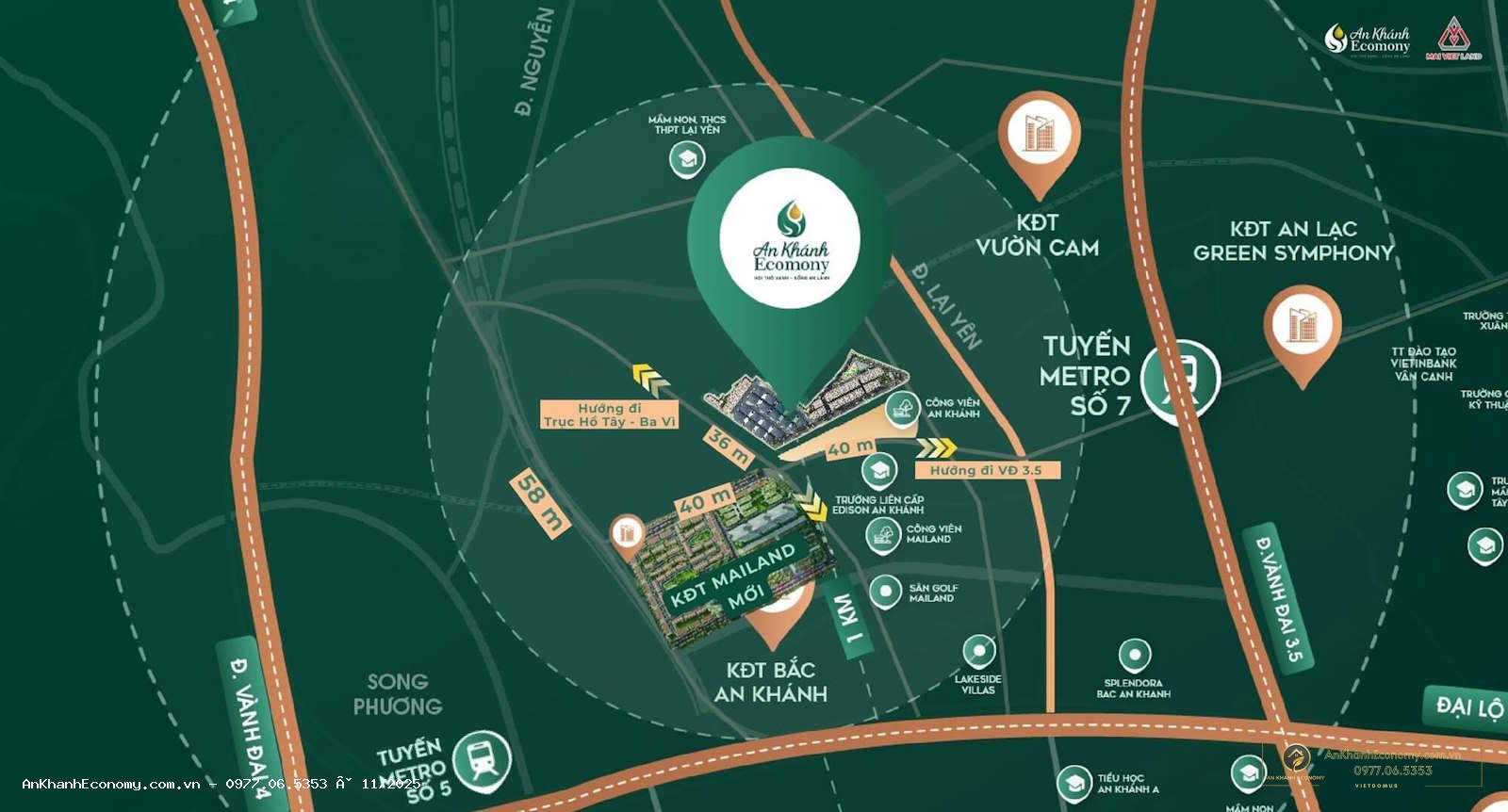 Vị trí dự án An Khánh Ecomony trên bản đồ Bắc An Khánh, đối diện Trường Edison, gần Mailand