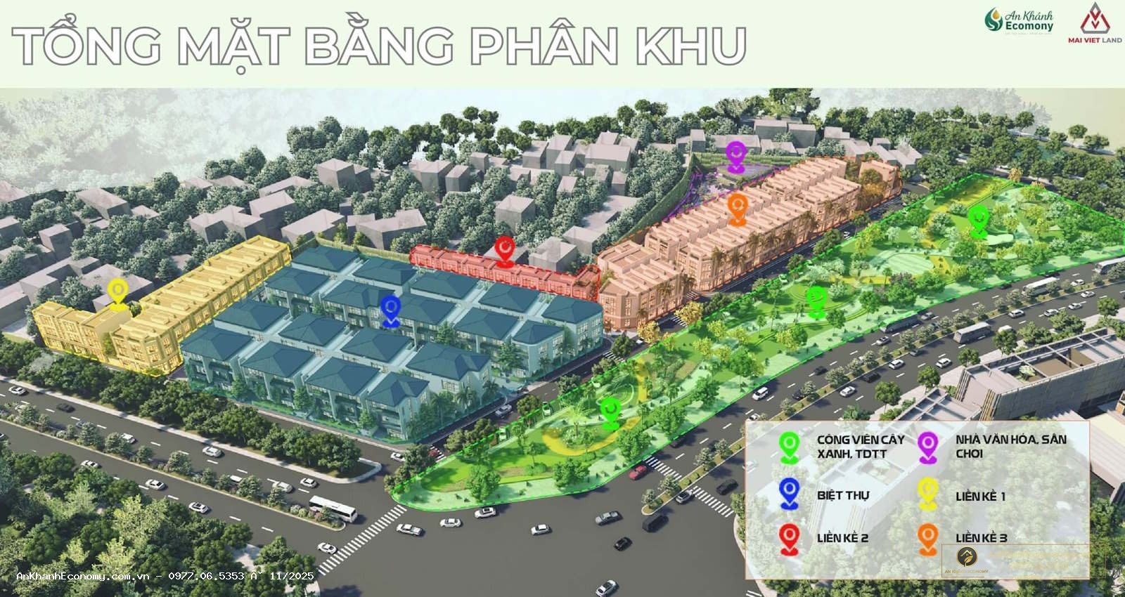 Vị trí liền kề và biệt thự trên mặt bằng An Khánh Ecomony