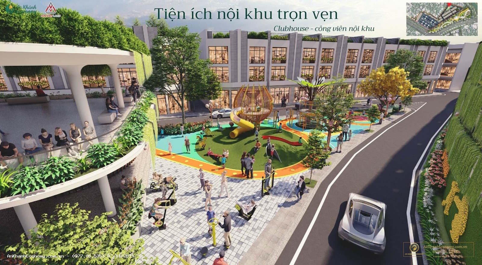 Cảnh quan nội khu An Khánh Ecomony: công viên cây xanh, sân chơi trẻ em và đường dạo bộ