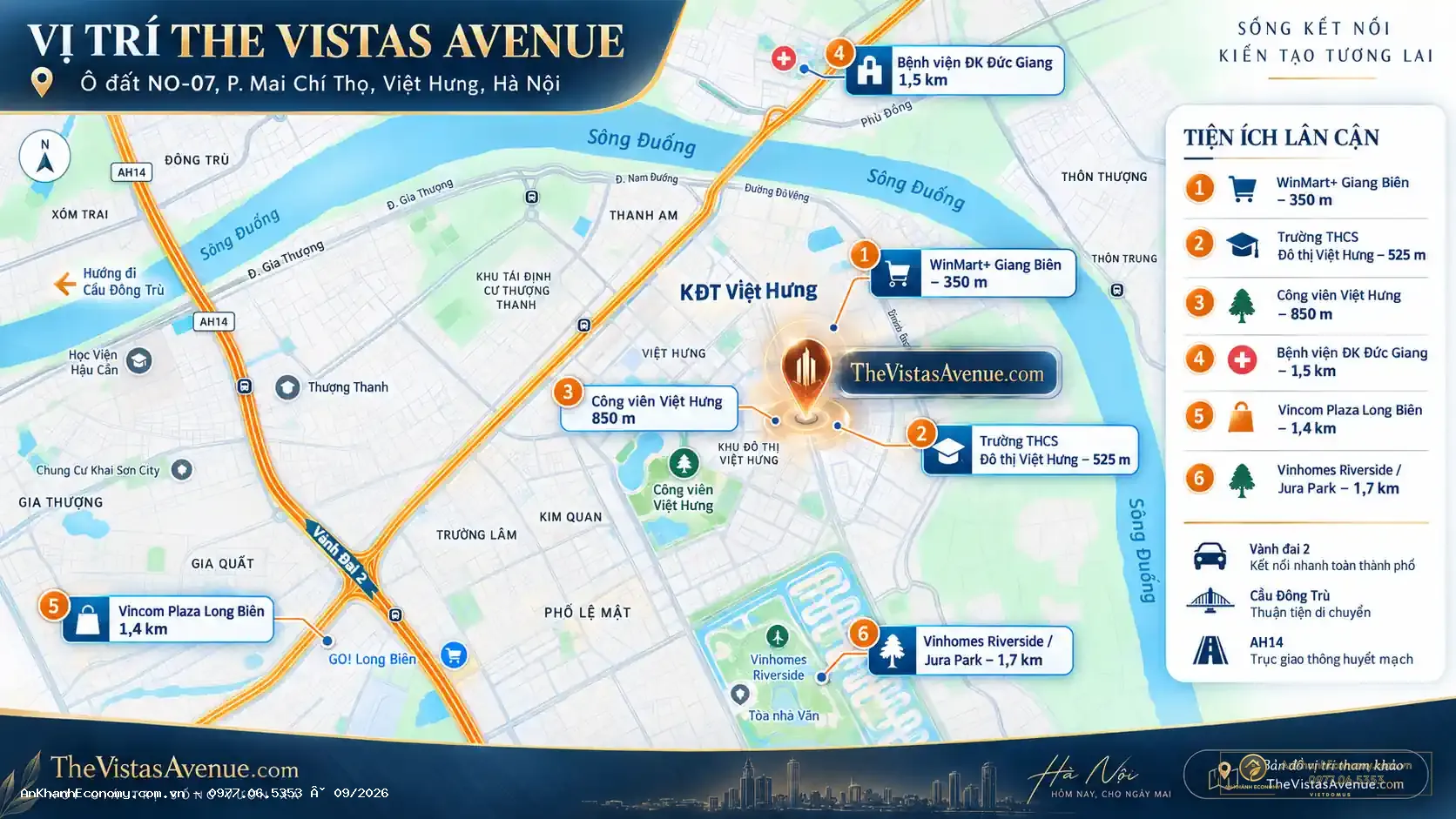 Sơ đồ vị trí The Vistas Avenue tại ô NO-07 Việt Hưng