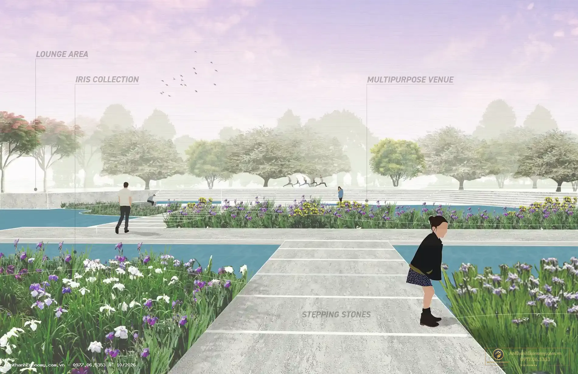Hình minh họa vườn hoa Iris trong ý tưởng cảnh quan East Lake City